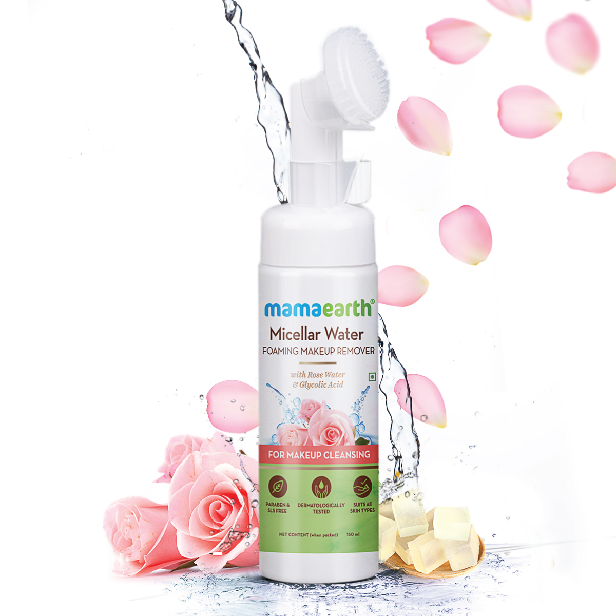 MamaEarth Micellar Water Foaming Makeup Remover with Rose Water & Glycolic Acid